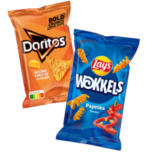 Doritos zak à 170 gram
of Lay’s wokkels zak à 100 gram